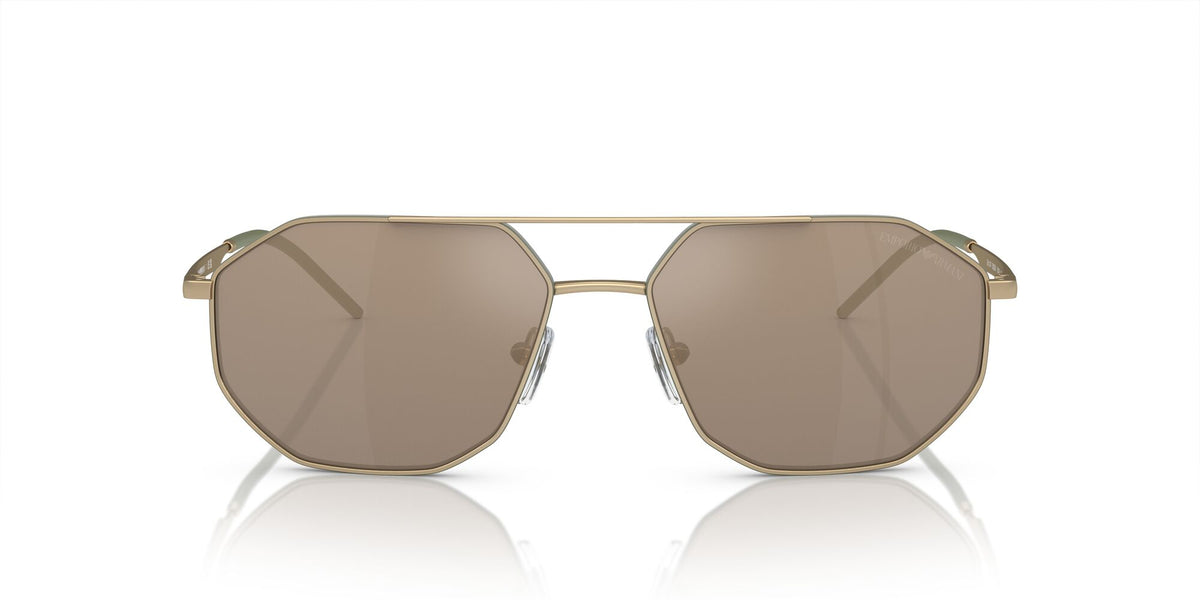 Emporio Armani  0EA2147 30025A 58 Matte Gold/ Light Brown Mirror Dark Gold 58 / Polycarbonate / Metal / Metal