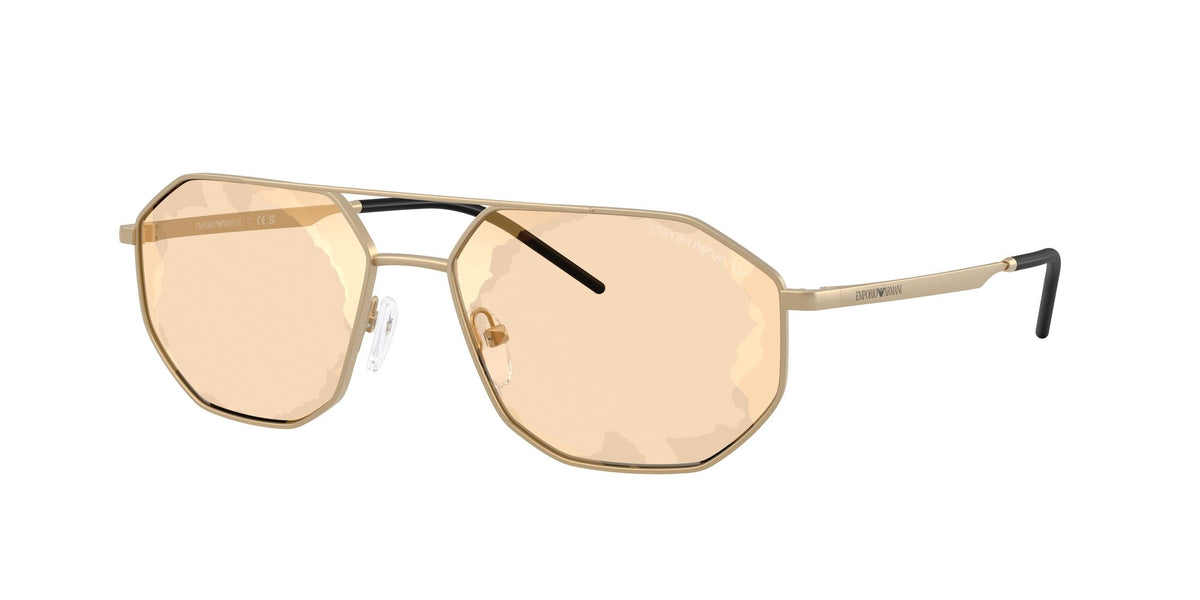 Emporio Armani 0EA2147 30027L 58 Matte Pale Gold/ Brown Mirror Gold