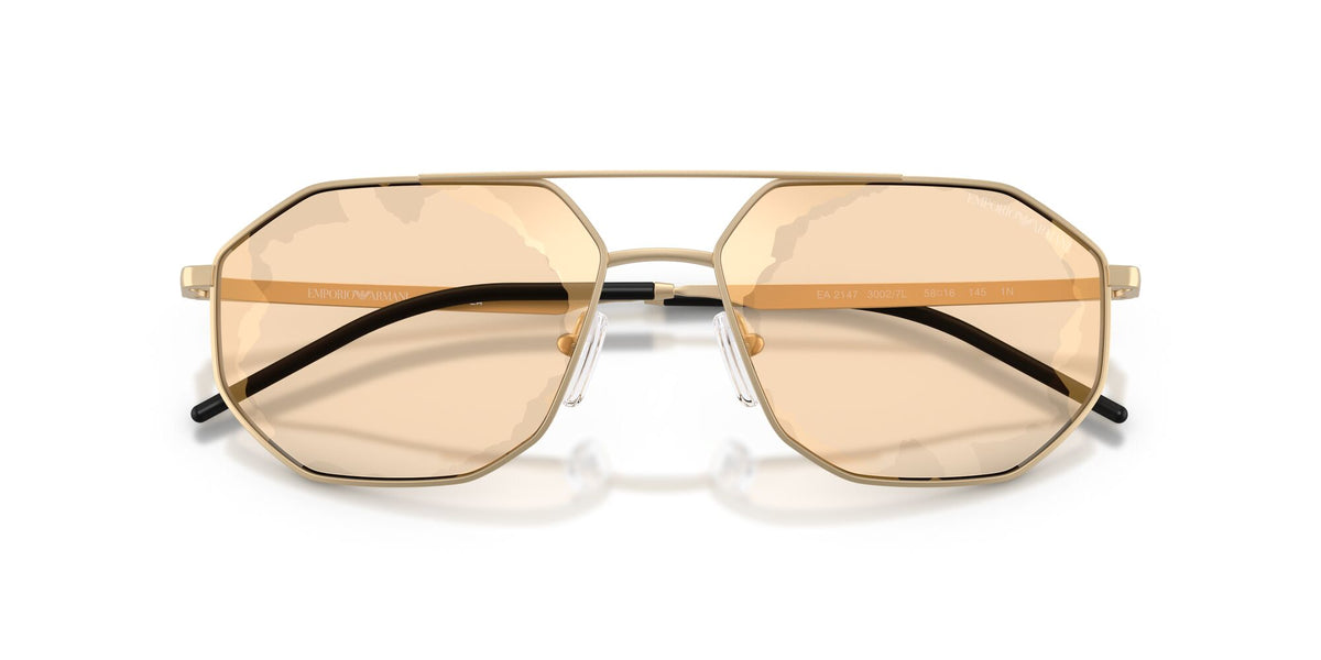 Emporio Armani 0EA2147 30027L 58 Matte Pale Gold/ Brown Mirror Gold