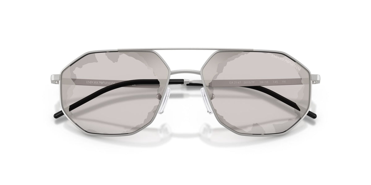 Emporio Armani 0EA2147 30157F 58 Matte Silver/ Smoke Mirror Black