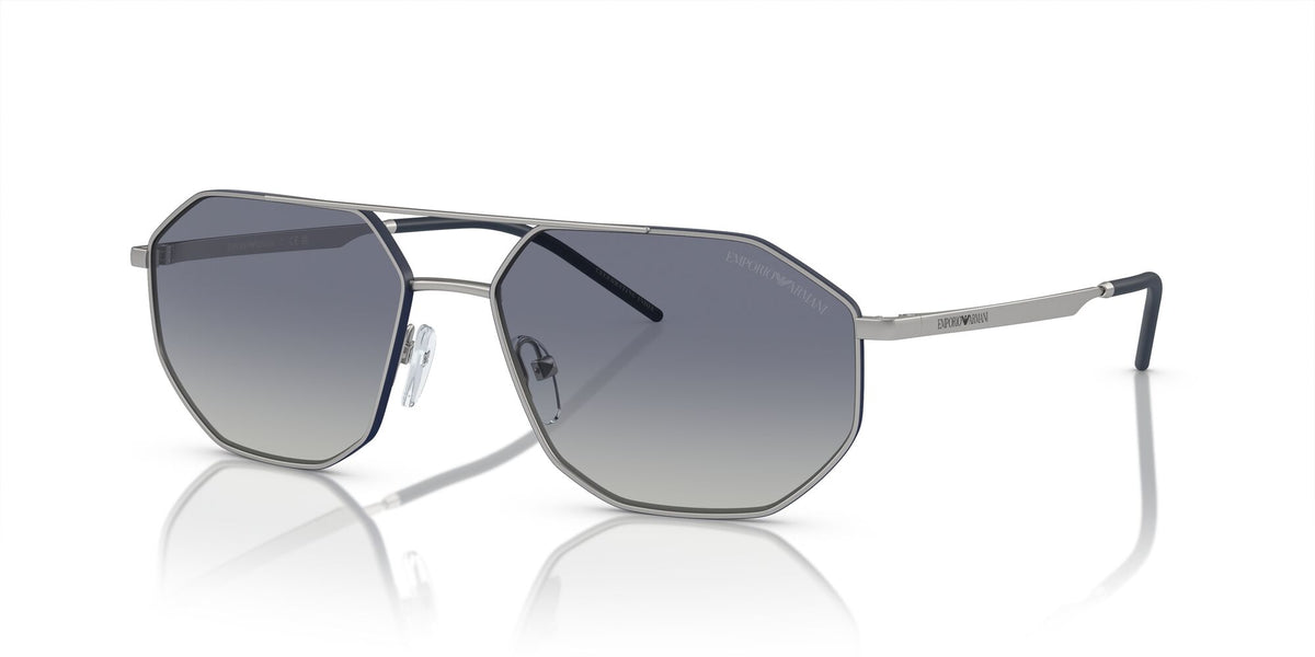 Emporio Armani  0EA2147 30454L 58 Matte Silver/ Blue Gradient 58 / Polycarbonate / Metal / Metal