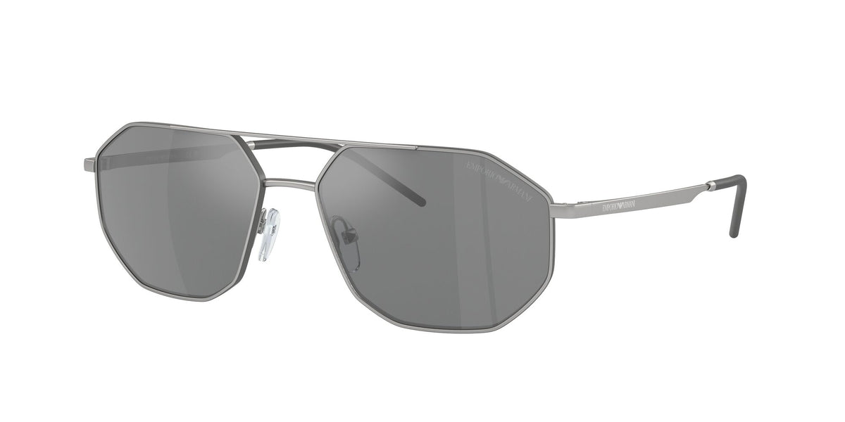 Emporio Armani  0EA2147 30456G 58 Matte Silver/ Grey Mirror Silver 58 / Polycarbonate / Metal / Metal