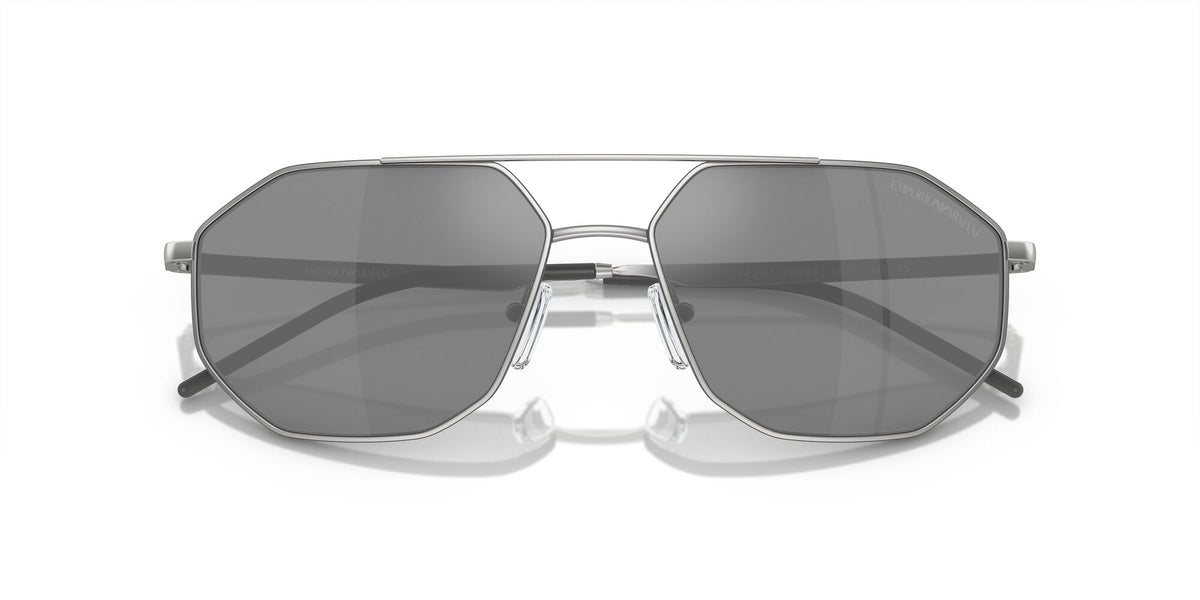 Emporio Armani  0EA2147 30456G 58 Matte Silver/ Grey Mirror Silver 58 / Polycarbonate / Metal / Metal