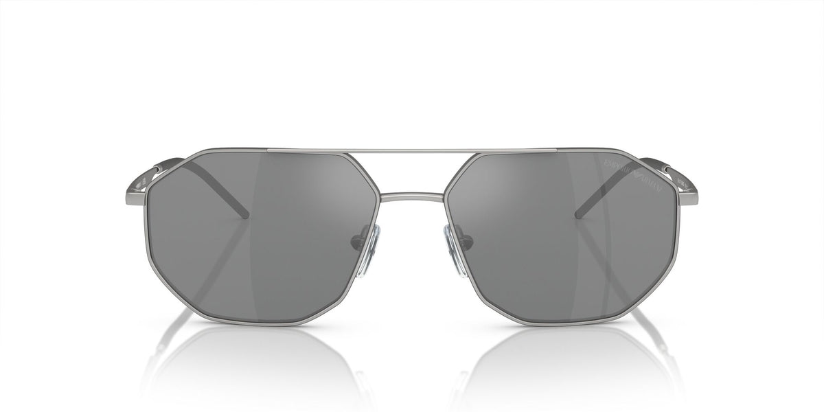 Emporio Armani  0EA2147 30456G 58 Matte Silver/ Grey Mirror Silver 58 / Polycarbonate / Metal / Metal