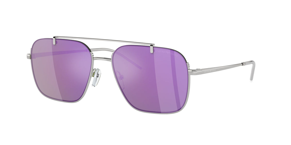 Emporio Armani  0EA2150 30154V 57 Shiny Silver/ Grey Mirror Violet 57 / Polycarbonate / Metal / Metal