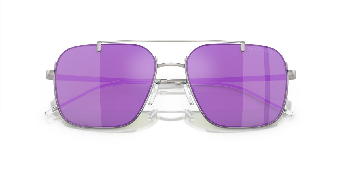 Emporio Armani  0EA2150 30154V 57 Shiny Silver/ Grey Mirror Violet 57 / Polycarbonate / Metal / Metal