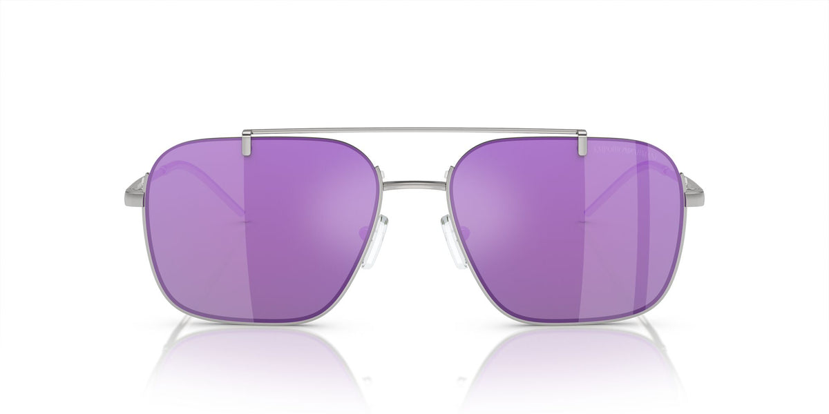 Emporio Armani  0EA2150 30154V 57 Shiny Silver/ Grey Mirror Violet 57 / Polycarbonate / Metal / Metal