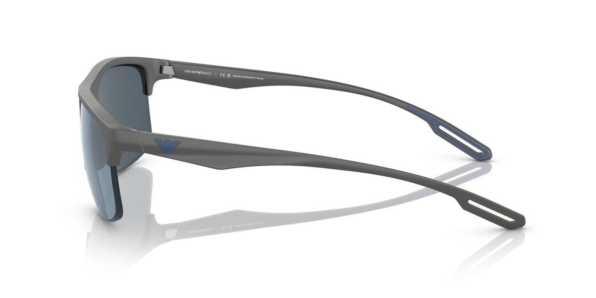 Emporio Armani EA 4188U Matte Grey / Dark Blue Mirror Blue 62 / Polyamide Bio / Injected / Molded