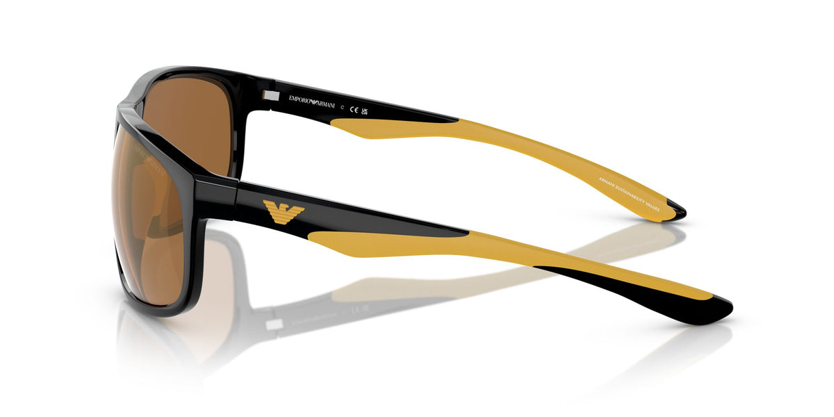 Emporio Armani  0EA4199U 50176H 65 Shiny Black/ Brown Mirror Gold 65 / Polyamide Bio / Injected / Molded