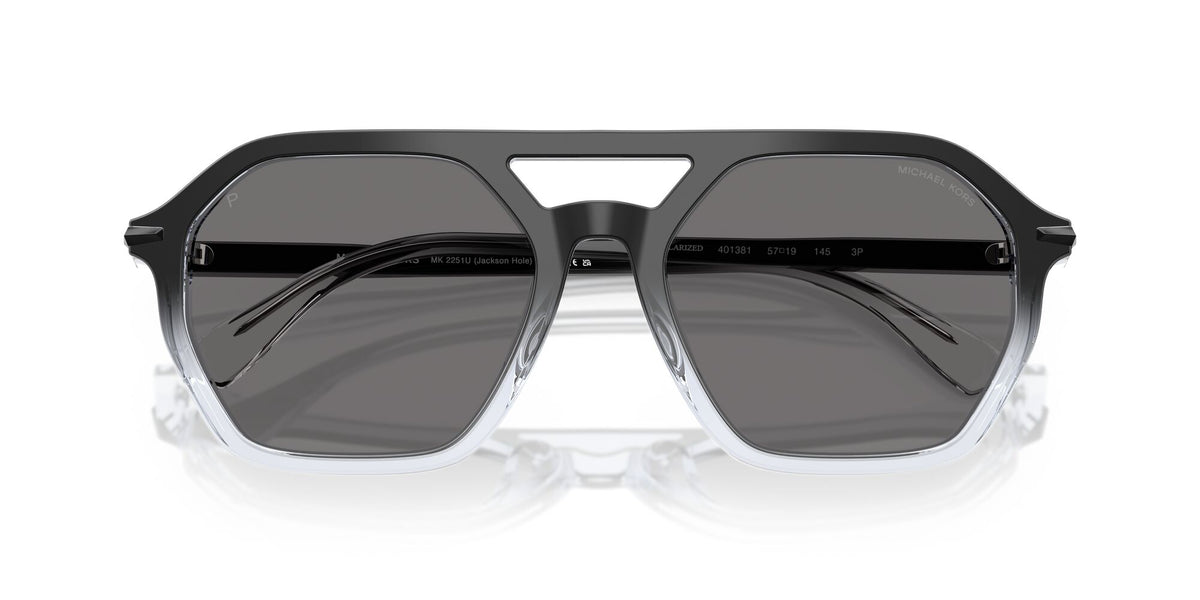 Michael Kors Jackson Hole MK2251U 401381 57 Black Clear Gradient / Dark Grey Solid Polar