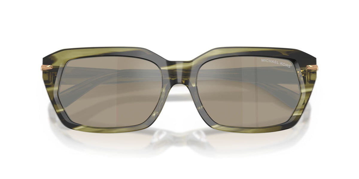 Michael Kors Lake Tahoe 0MK2265U 40407I 54 Olive Horn/ Brown Silver Mirror