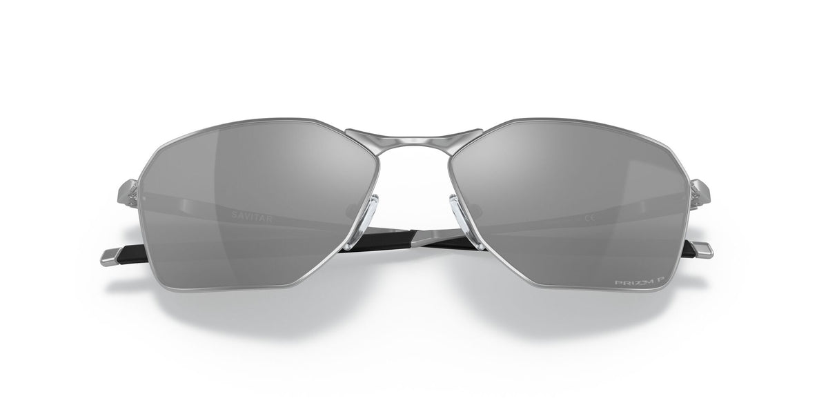 OO 6047 Oakley Savitar Satin Chrome / Prizm Black Polarised 58 58