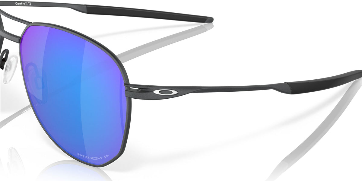 Oakley Contrail Ti 0OO6050 605004 57 Satin Light Steel / Prizm Sapphire Polarized 57 / Plastic / Titanium