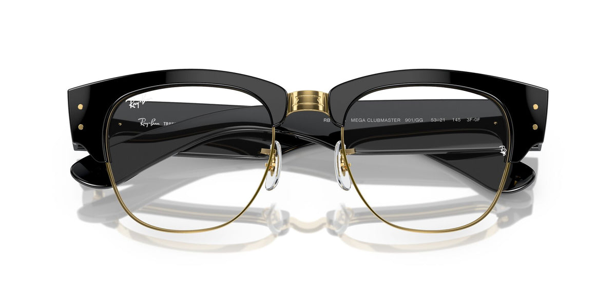 Ray-Ban Mega Clubmaster 0RB0316S 901/GG 53 Black On Gold/ Clear/Blue 53 / Crystal / Propionate / Propionate