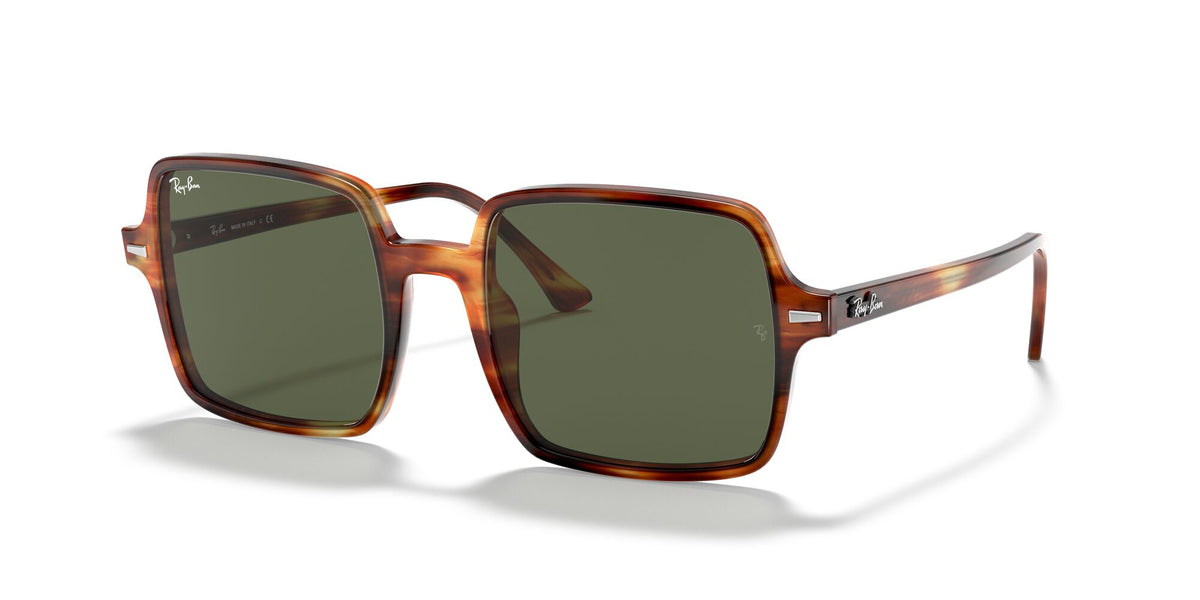 RB 1973 Ray-Ban Square Ii Striped Havana / Green Classic G-15 53 53 / Crystal / Acetate / Acetate
