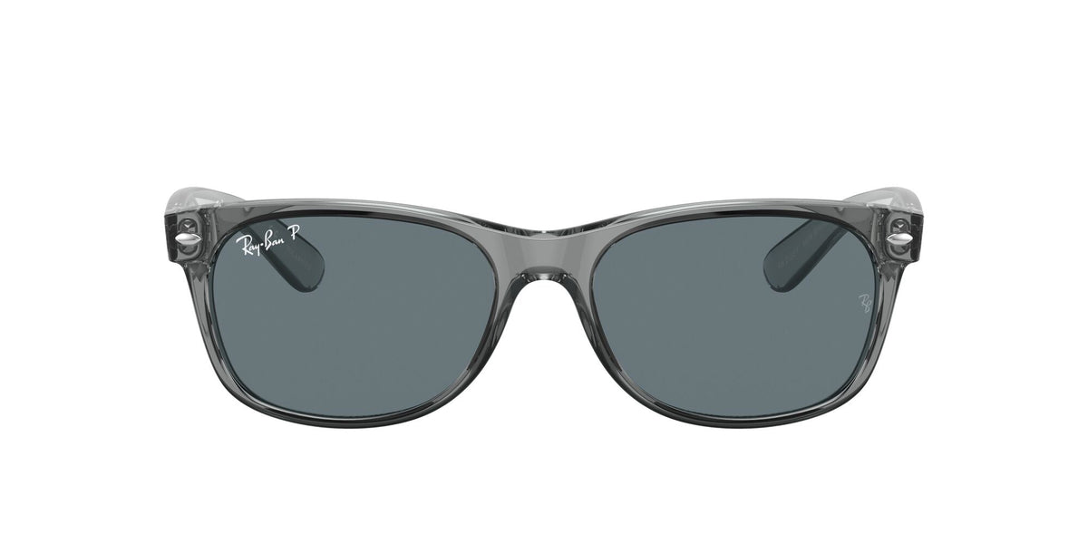 Ray-Ban New Wayfarer Low Bridge Fit 0RB2132F 64503R 55 Transparent Grey/ Dark Blue - Blue Star Eyewear