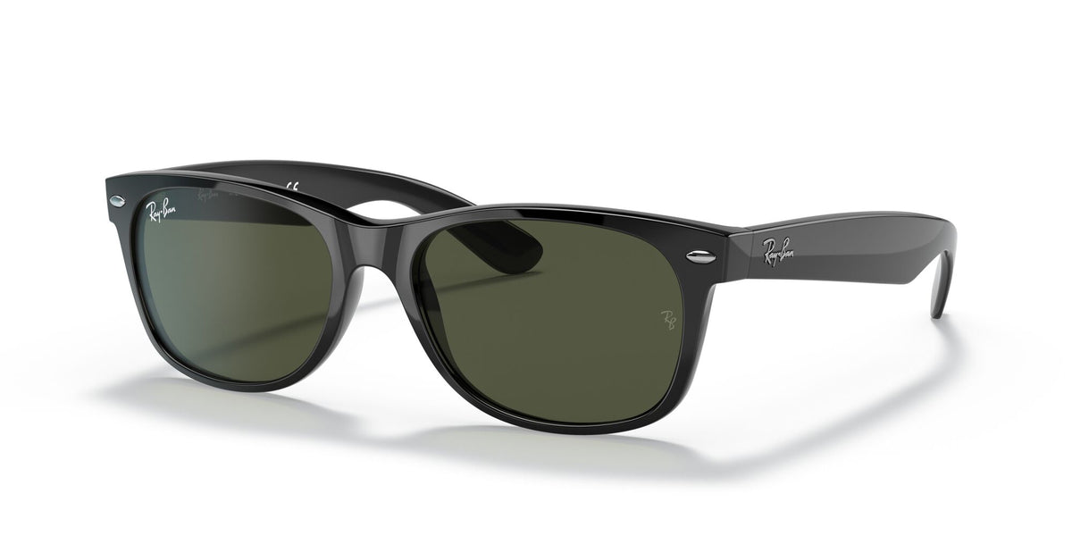 Ray-Ban New Wayfarer Low Bridge Fit 0RB2132F 901L 55 Black/ Green Classic G-15 55 / Crystal / Nylon / Nylon