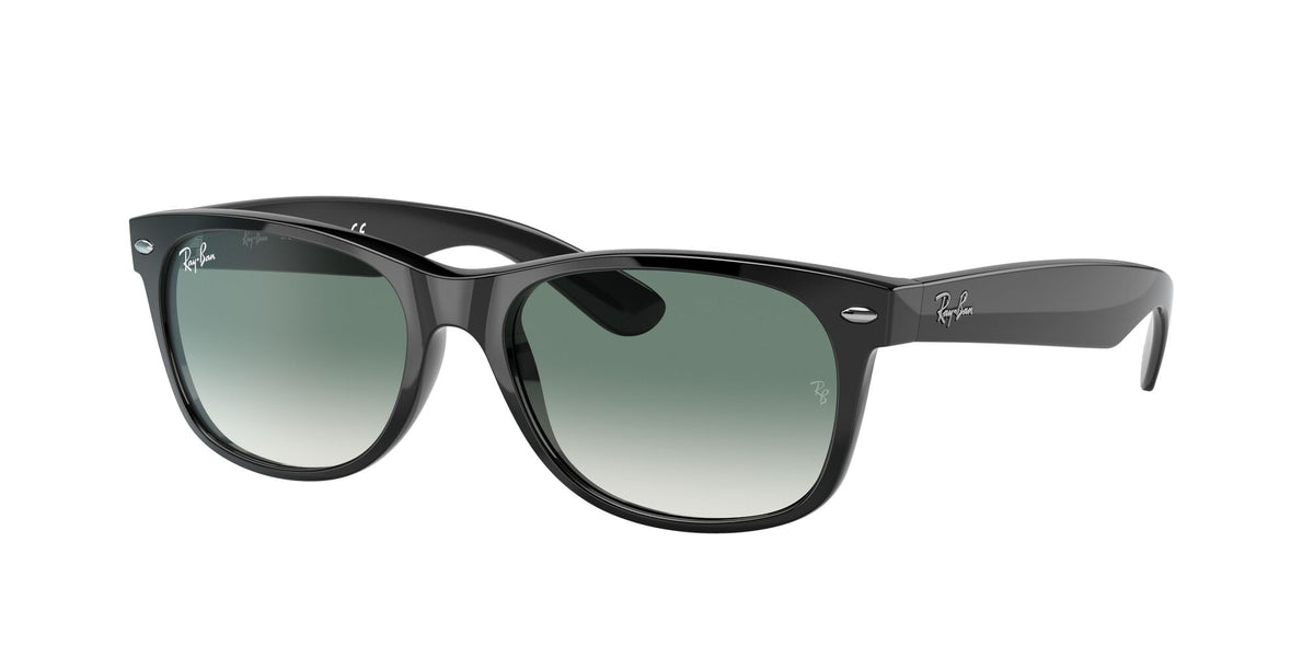 RB 2132F Ray-Ban New Wayfarer Low Bridge Fit Black / Green Gradient 55 55 / Crystal / Nylon / Nylon