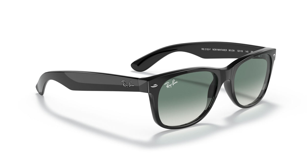 RB 2132F Ray-Ban New Wayfarer Low Bridge Fit Black / Green Gradient 55 55 / Crystal / Nylon / Nylon