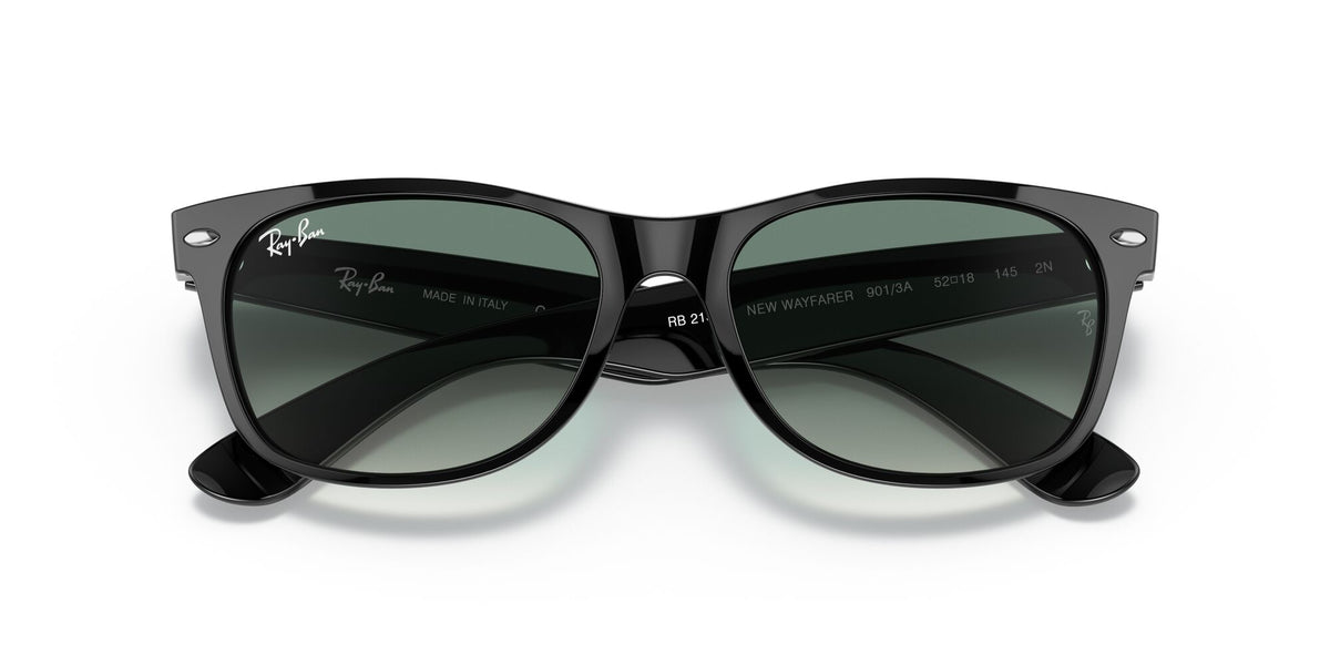 RB 2132F Ray-Ban New Wayfarer Low Bridge Fit Black / Green Gradient 55 55 / Crystal / Nylon / Nylon