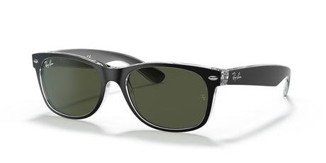 Ray-Ban New Wayfarer 0RB2132 6052 55 Black On Transparent/ Green 55 / Crystal / Nylon / Nylon