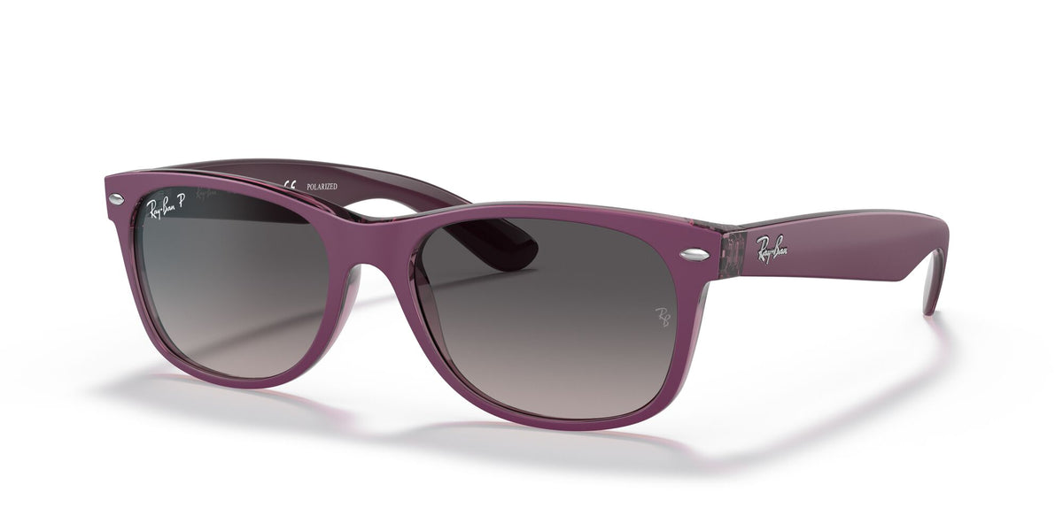 Ray-Ban New Wayfarer 0RB2132 6606M3 58 Violet On Transparent Violet/ Grey 58 / Crystal / Nylon / Nylon