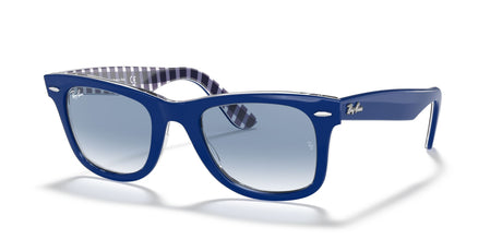 RB 2140 Ray-Ban Wayfarer Blue On Vichy Blue/White /  Clear Gradient Blue 54 54 / Crystal / Plastic