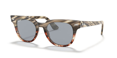 RB 2168 Ray-Ban Meteor Grey Gradient Brown Striped /  Blue Mirror Gold 50 50 / Crystal / Plastic