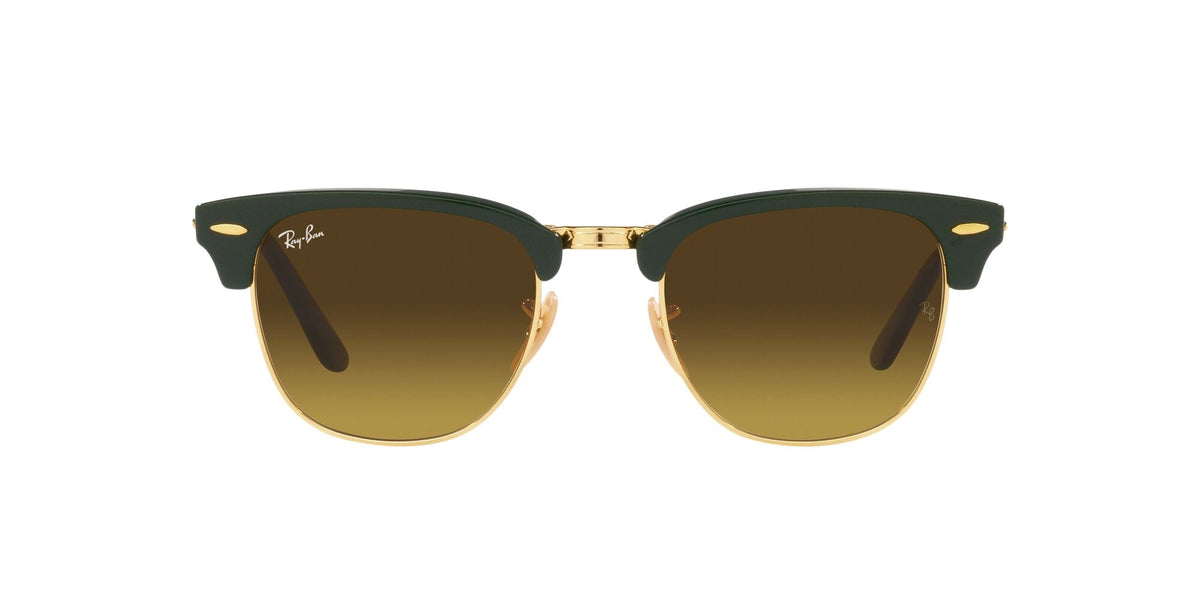 Ray-Ban Clubmaster Folding 0RB2176 136885 51 Green On Gold/ Brown