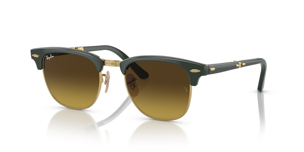 Ray-Ban Clubmaster Folding 0RB2176 136885 51 Green On Gold/ Brown 51 / Crystal / Acetate / Acetate