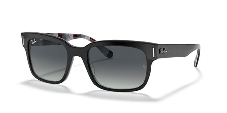 RB 2190 Ray-Ban Jeffrey Black On Chevron Grey/Burgundy /  Light Grey Gradient Blue 53 53 / Crystal / Plastic