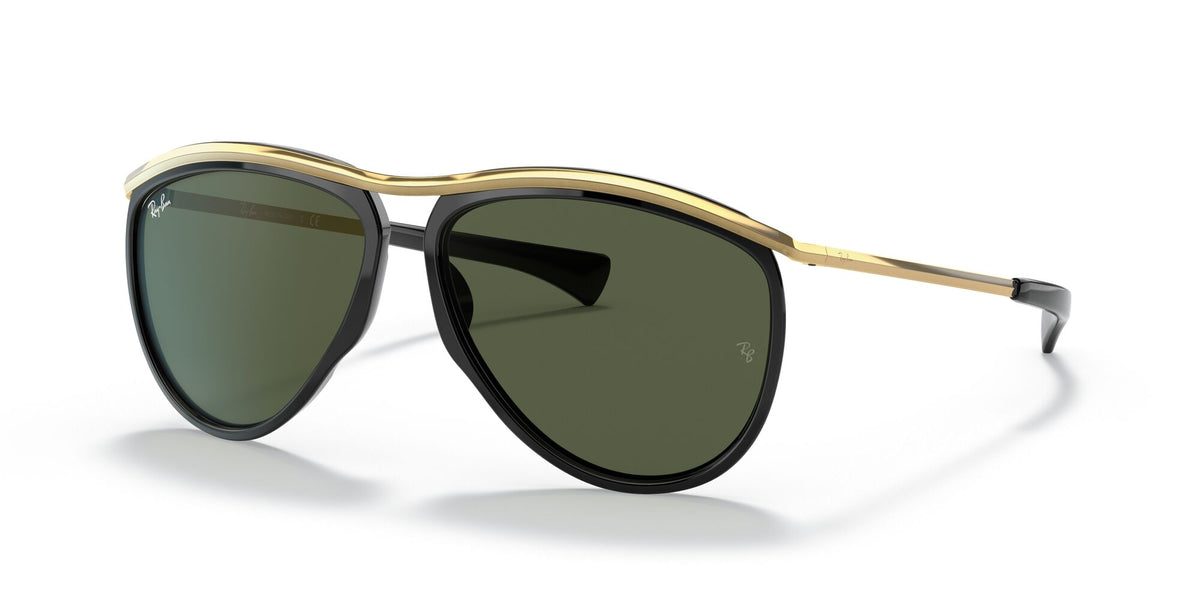Ray-Ban Olympian Aviator 0RB2219 901/31 59 Black/ Green 59 / Crystal / Metal / Metal
