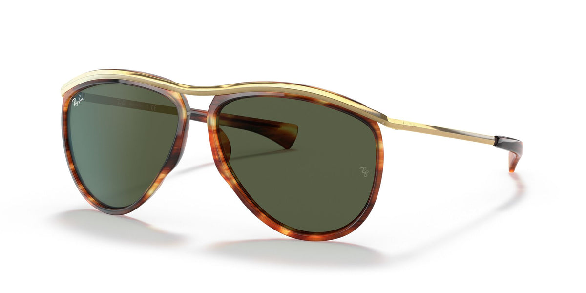 RB 2219 Ray-Ban Olympian Aviator Striped Havana / Green Classic G-15 59 59 / Crystal / Metal / Metal