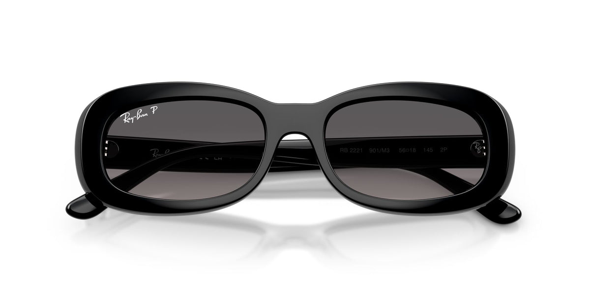 Ray Ban 0RB2221 901/M3 53 Black/ Gradient Grey Polarized