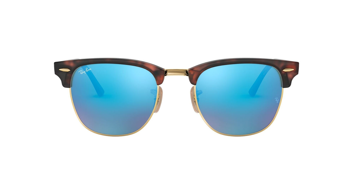 Ray-Ban Clubmaster 0RB3016 114517 51 Havana On Gold/ Blue Flash - Blue Star Eyewear