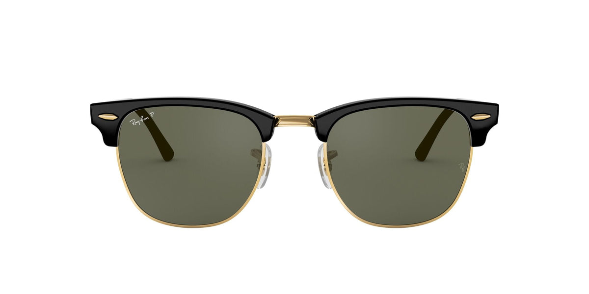 Ray-Ban Clubmaster 0RB3016 901/58 49 Black On Gold/ Green