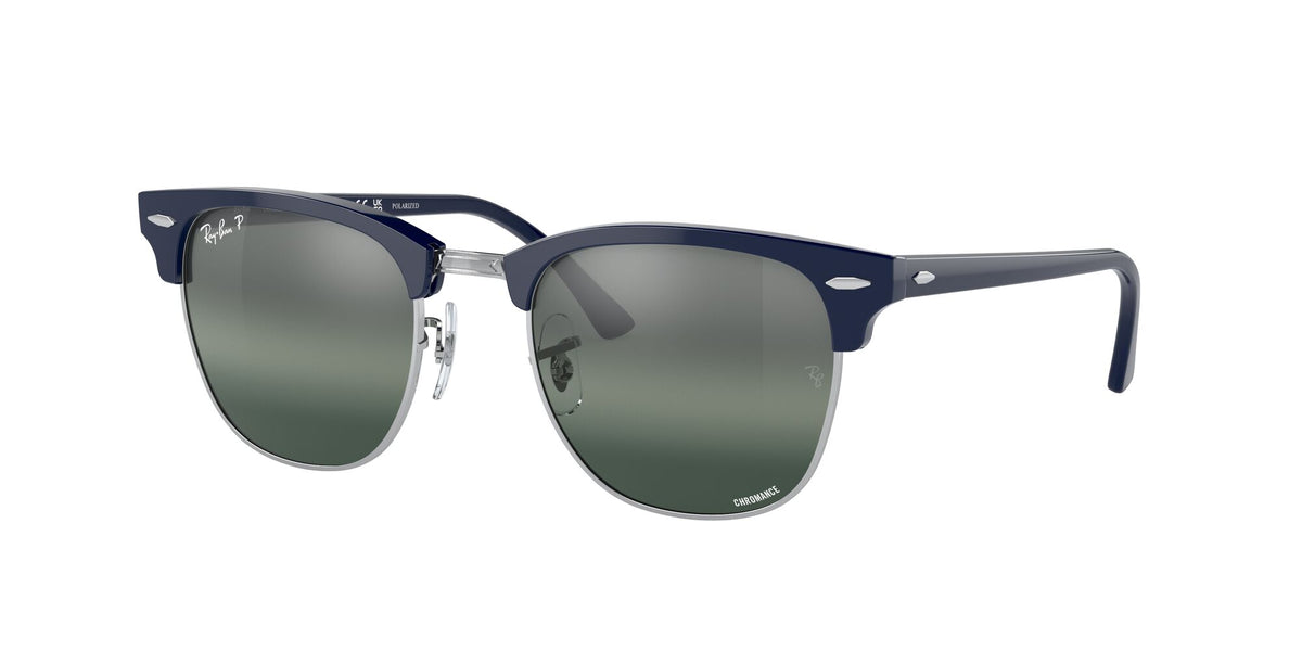 RB 3016F Ray-Ban Clubmaster Low Bridge Fit Blue On Silver / Silver/Blue 55 55 / Crystal / Acetate / Acetate