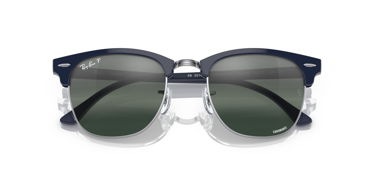 RB 3016F Ray-Ban Clubmaster Low Bridge Fit Blue On Silver / Silver/Blue 55 55 / Crystal / Acetate / Acetate