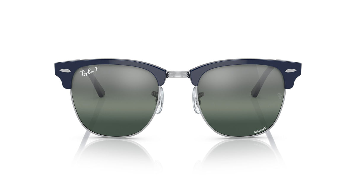 RB 3016F Ray-Ban Clubmaster Low Bridge Fit Blue On Silver / Silver/Blue 55 55 / Crystal / Acetate / Acetate