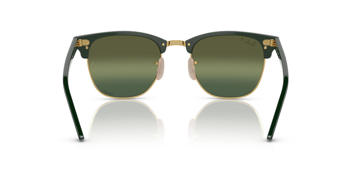RB 3016F Ray-Ban Clubmaster Low Bridge Fit Green On Gold / Silver/Green 55 55 / Crystal / Acetate / Acetate