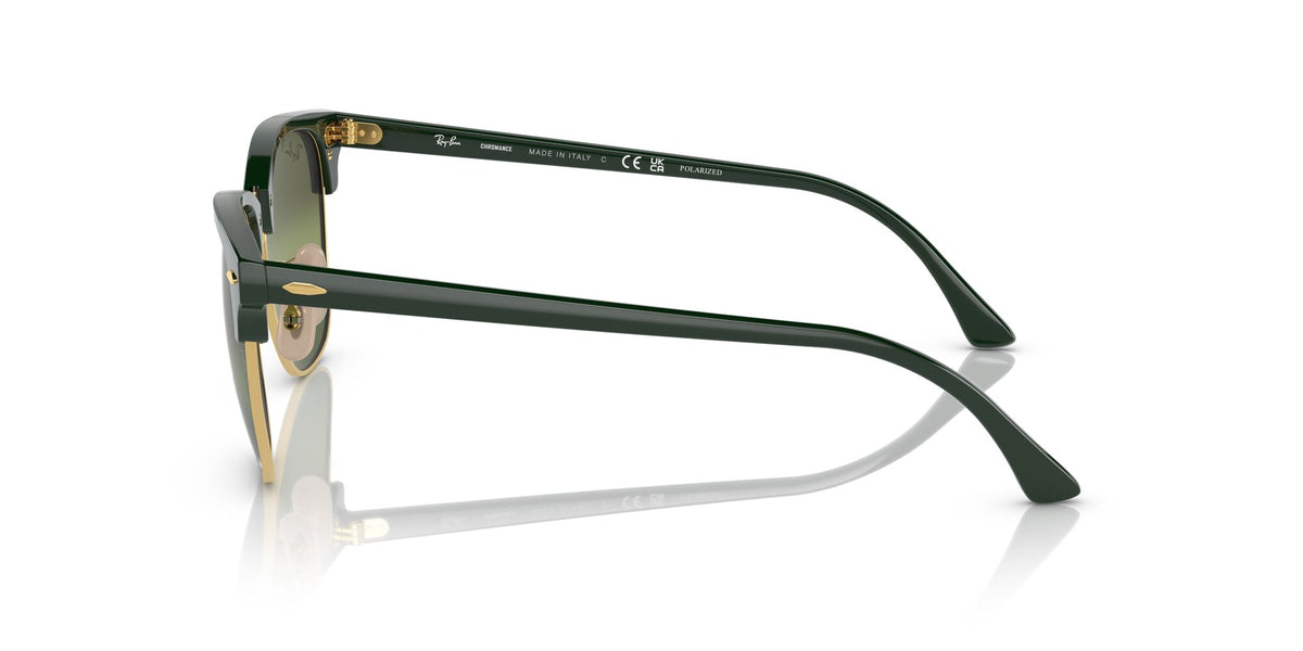 RB 3016F Ray-Ban Clubmaster Low Bridge Fit Green On Gold / Silver/Green 55 55 / Crystal / Acetate / Acetate