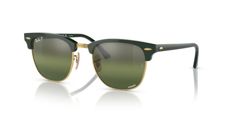 RB 3016F Ray-Ban Clubmaster Low Bridge Fit Green On Gold / Silver/Green 55 55 / Crystal / Acetate / Acetate