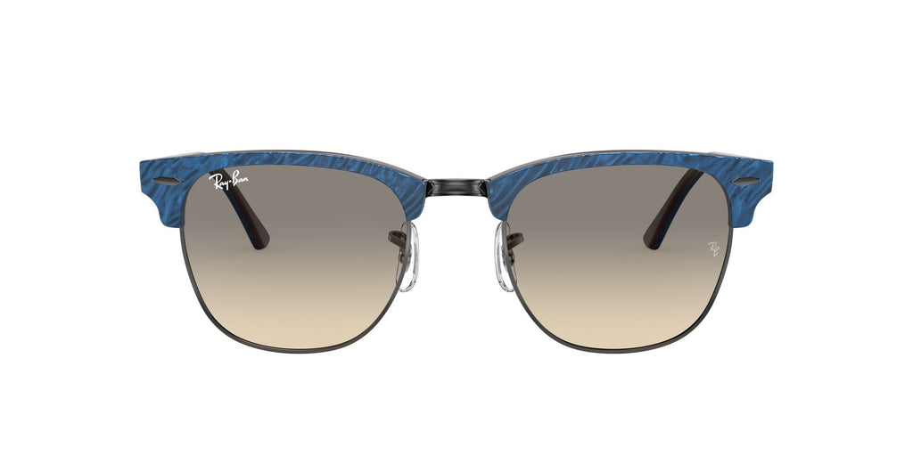 RB 3016 Ray-Ban Clubmaster Wrinkled Blue On Brown /  Clear Gradient Grey 49 49 / Crystal / Plastic