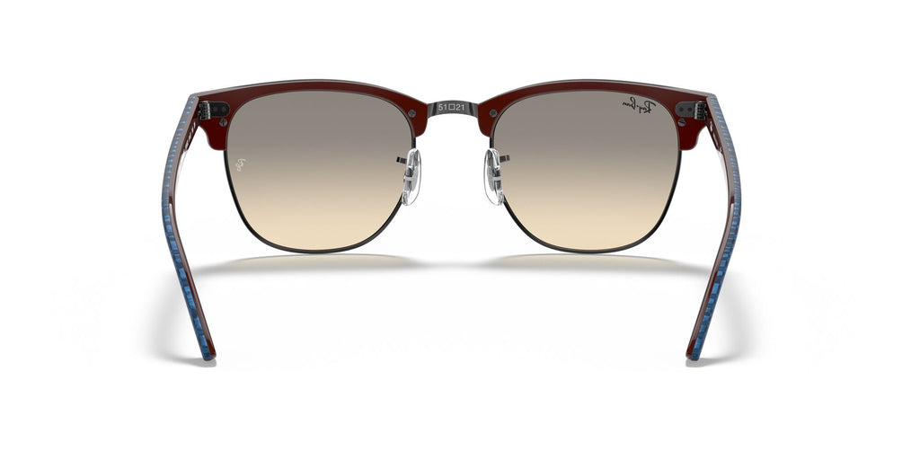 RB 3016 Ray-Ban Clubmaster Wrinkled Blue On Brown /  Clear Gradient Grey 49 49 / Crystal / Plastic