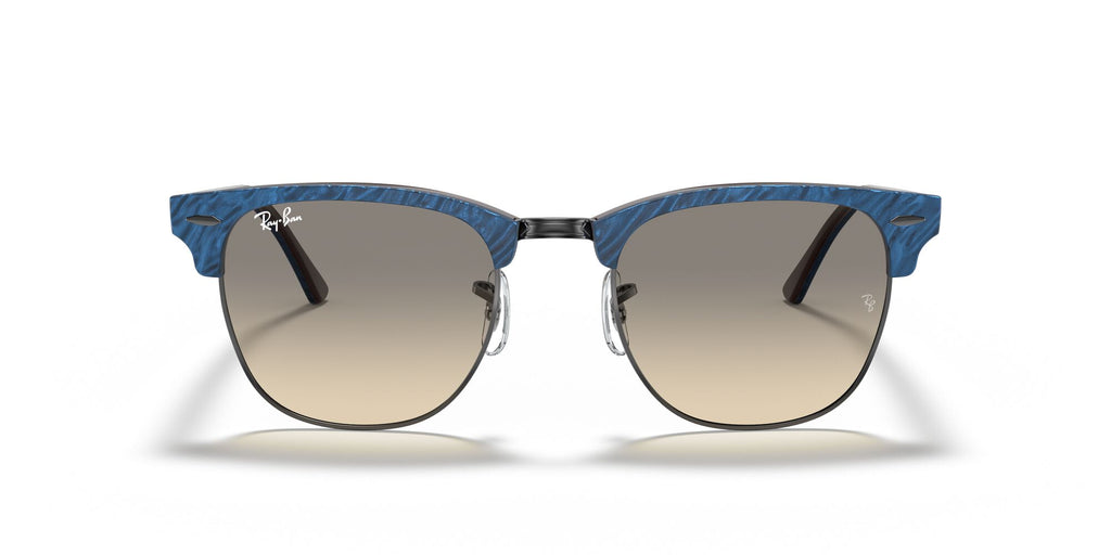 RB 3016 Ray-Ban Clubmaster Wrinkled Blue On Brown /  Clear Gradient Grey 49 49 / Crystal / Plastic