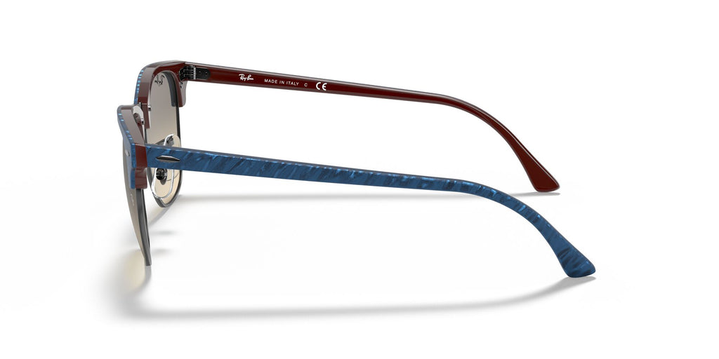 RB 3016 Ray-Ban Clubmaster Wrinkled Blue On Brown /  Clear Gradient Grey 49 49 / Crystal / Plastic