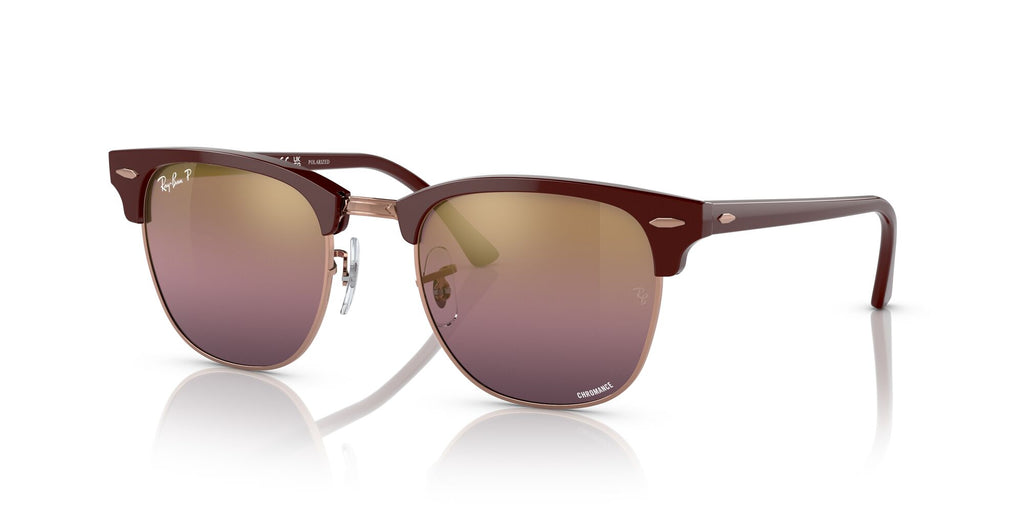 Ray-Ban Clubmaster 0RB3016 1365G9 51 Bordeaux On Rose Gold/ Gold/Red 51 / Crystal / Acetate / Acetate