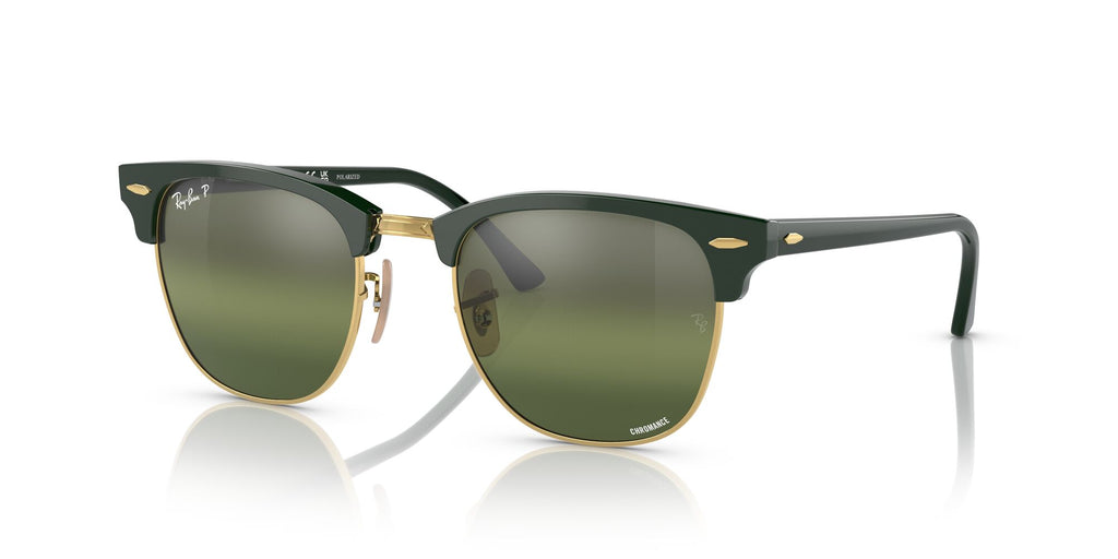Ray-Ban Clubmaster 0RB3016 1368G4 55 Green On Gold/ Silver/Green 55 / Crystal / Acetate / Acetate