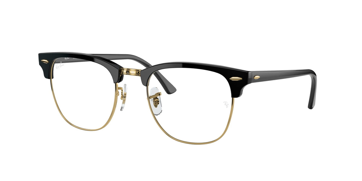 Ray-Ban Clubmaster 0RB3016 901/BF 49 Black/ Clear 49 / Crystal / Acetate / Acetate