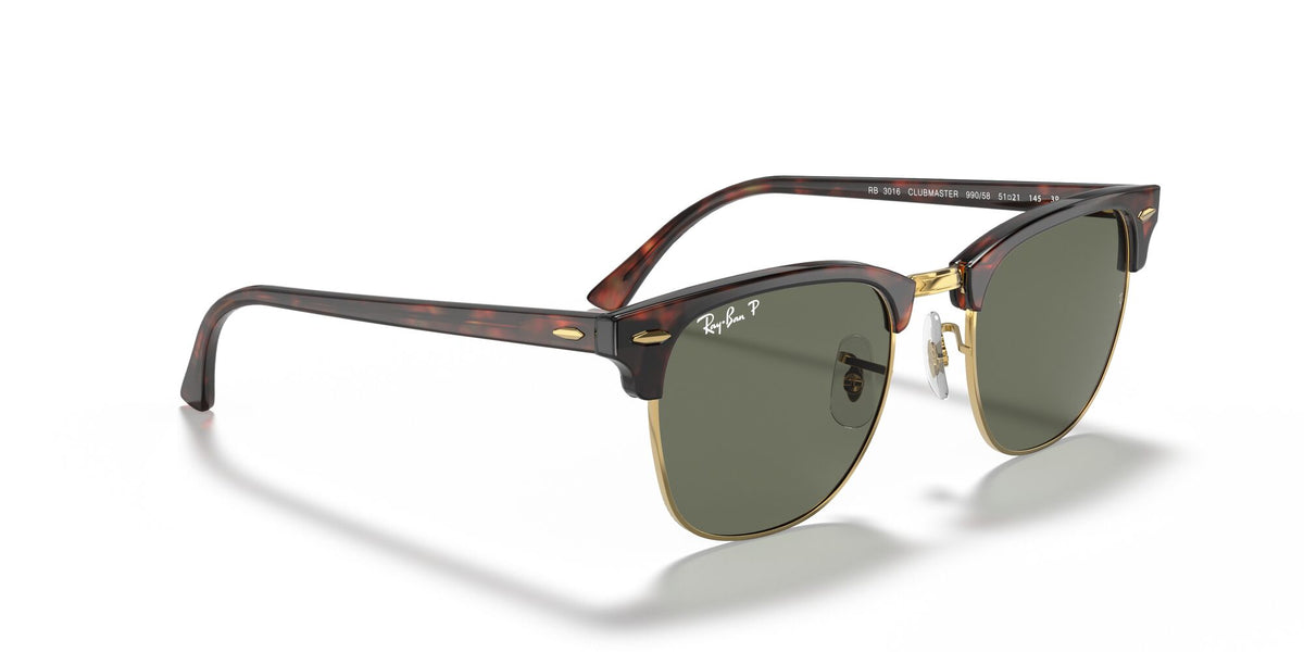 Ray-Ban Clubmaster 0RB3016 990/58 51 Tortoise On Gold/ Green 51 / Crystal / Acetate / Acetate